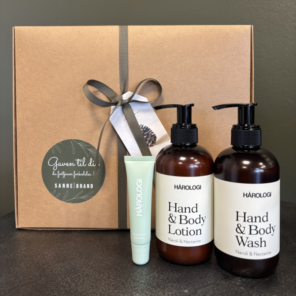 Gaveæske med Hårologi hand and body og lip balm